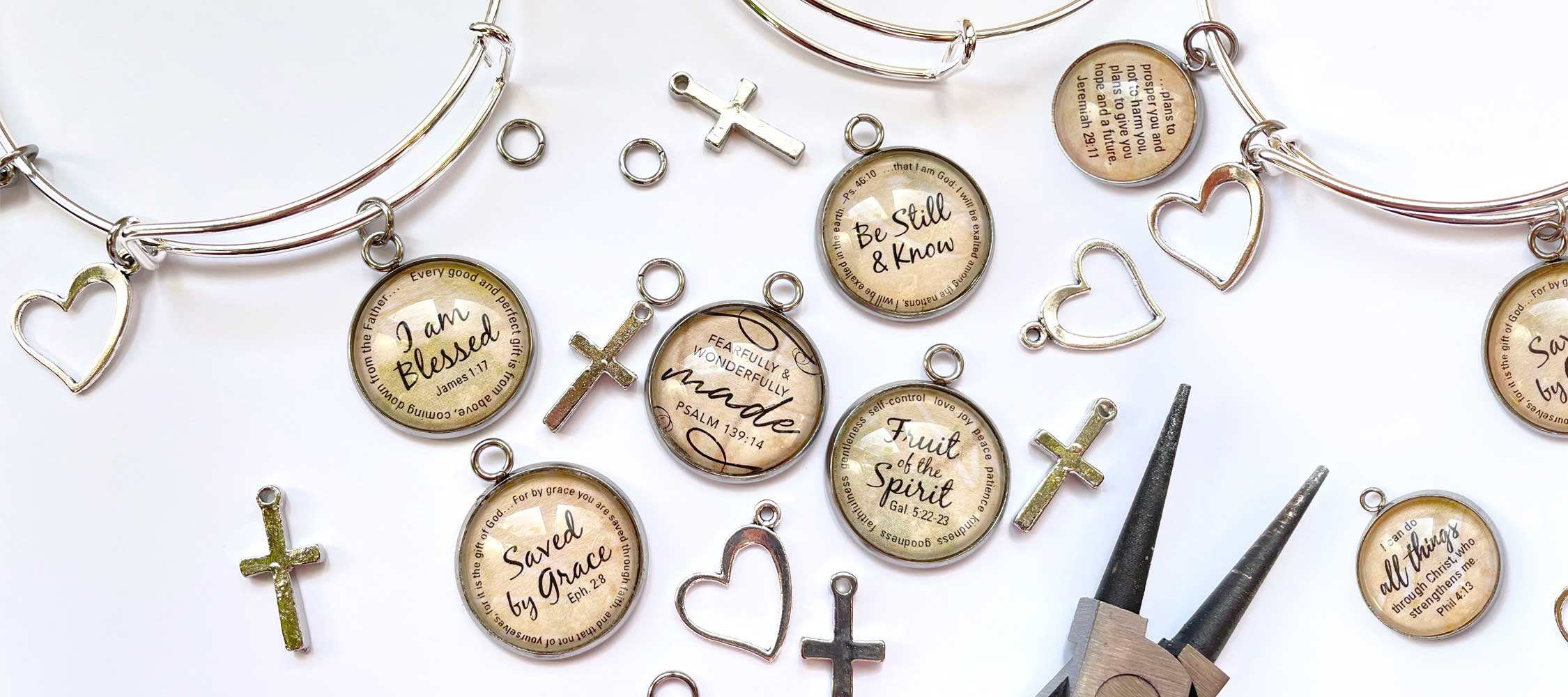 I AM Affirmations – Glass Scripture Charms for Jewelry Making