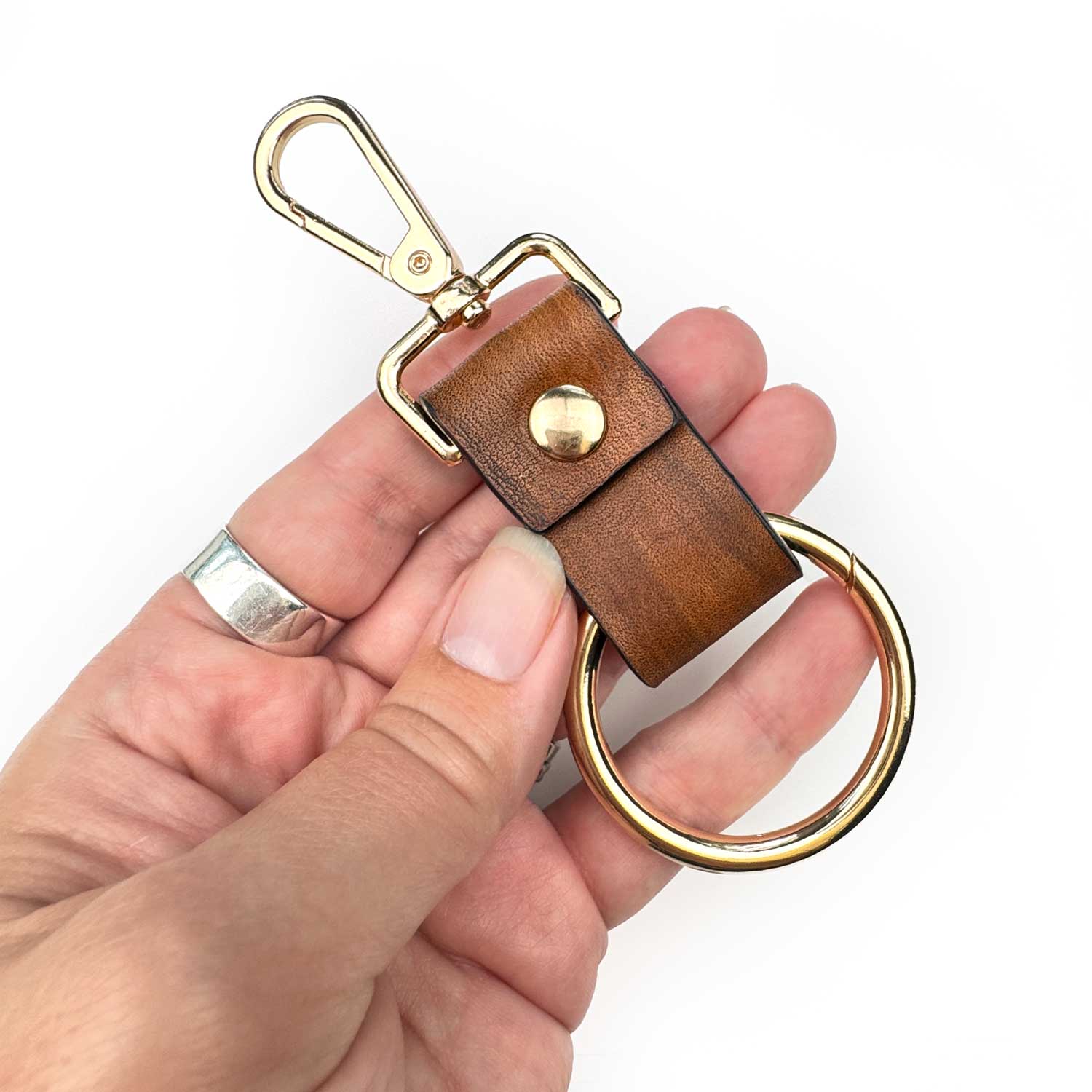 World Traveler Leather Keyring • Holds 25 Charms • Compass or Cross Travel Keychain • Wanderlust Gift & Vacation Memento for Men & Women