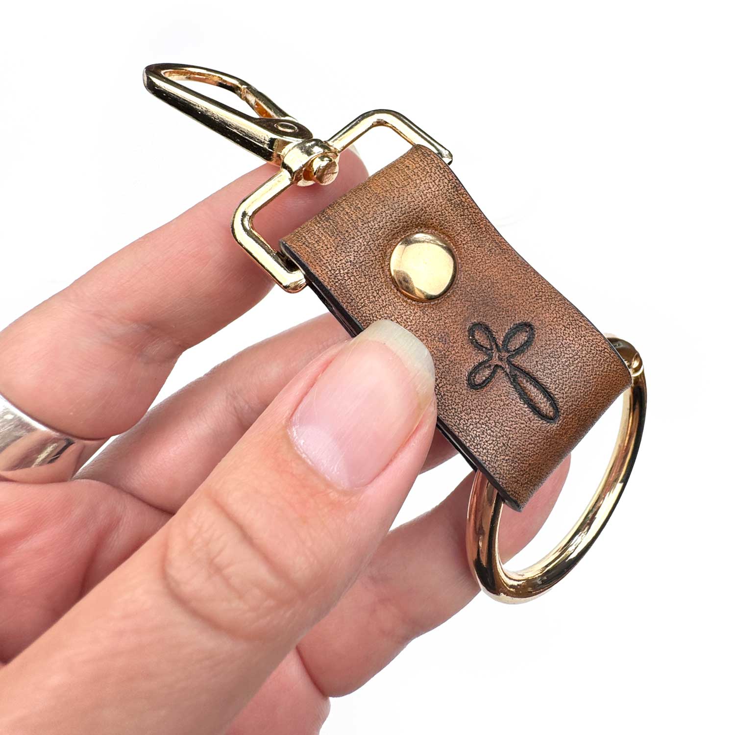 World Traveler Leather Keyring • Holds 25 Charms • Compass or Cross Travel Keychain • Wanderlust Gift & Vacation Memento for Men & Women