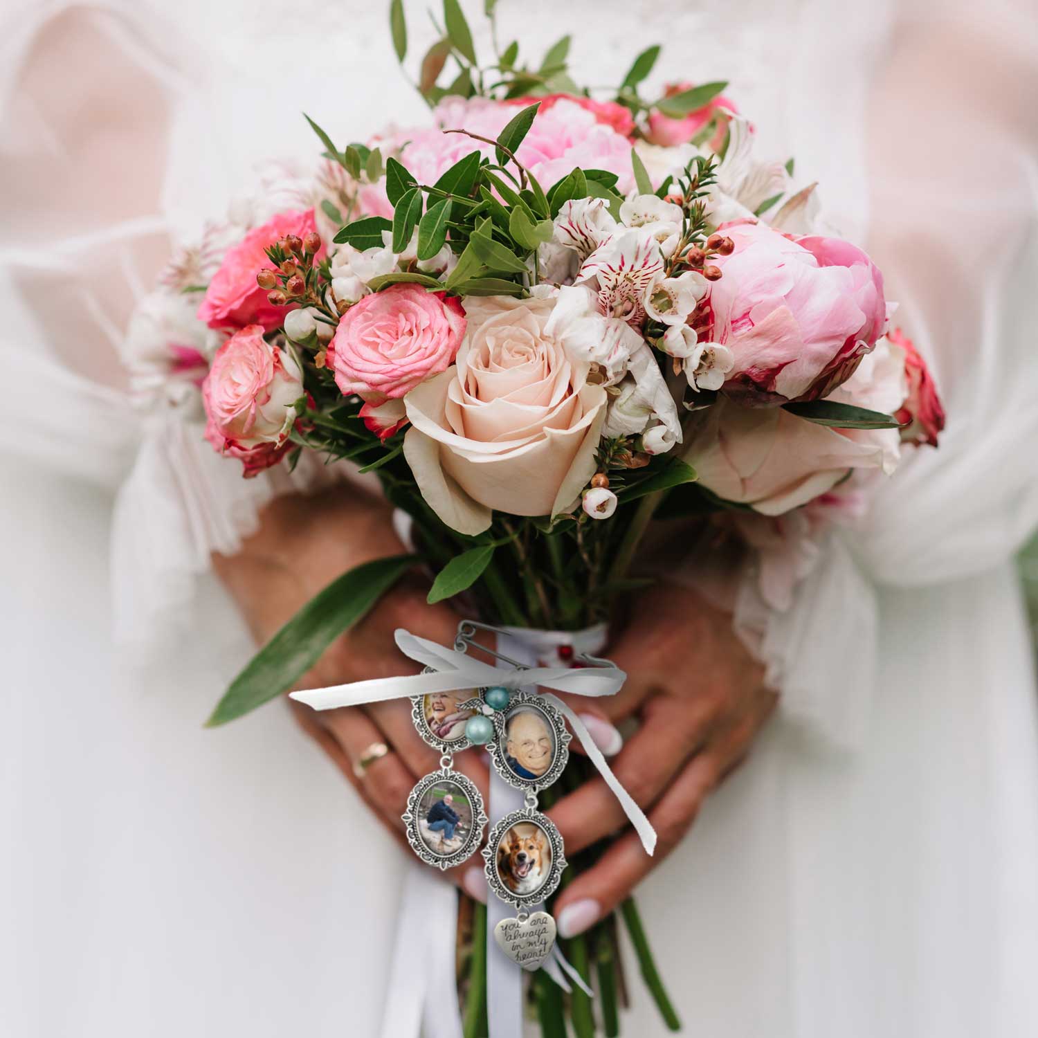 Custom Designed Wedding Bridal Bouquet Memorial Photo Charms