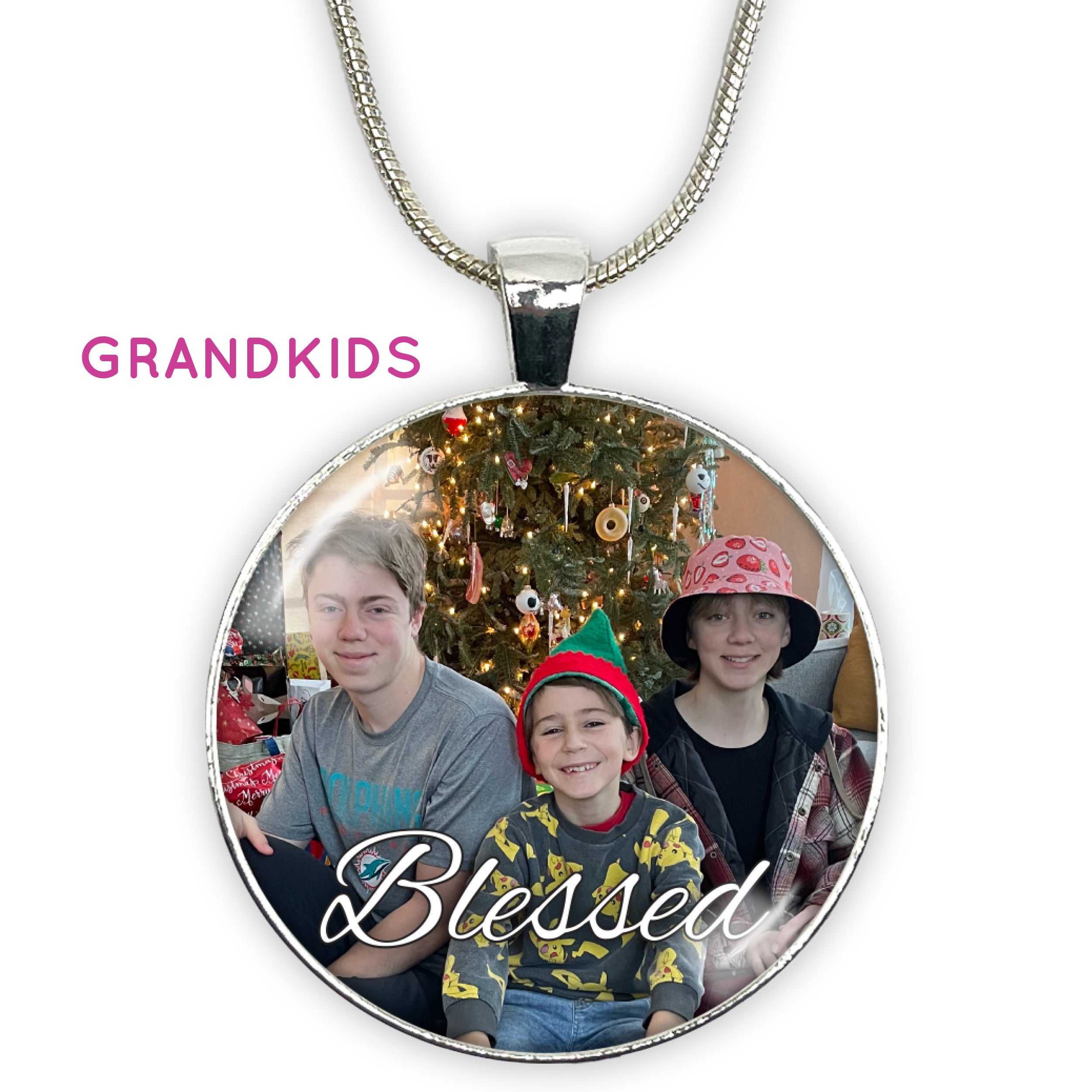 Photo Pendant Necklace - Meaningful Personalized Custom Designed Full-Color Photo Pendant - Family photo, Grandkids, Children