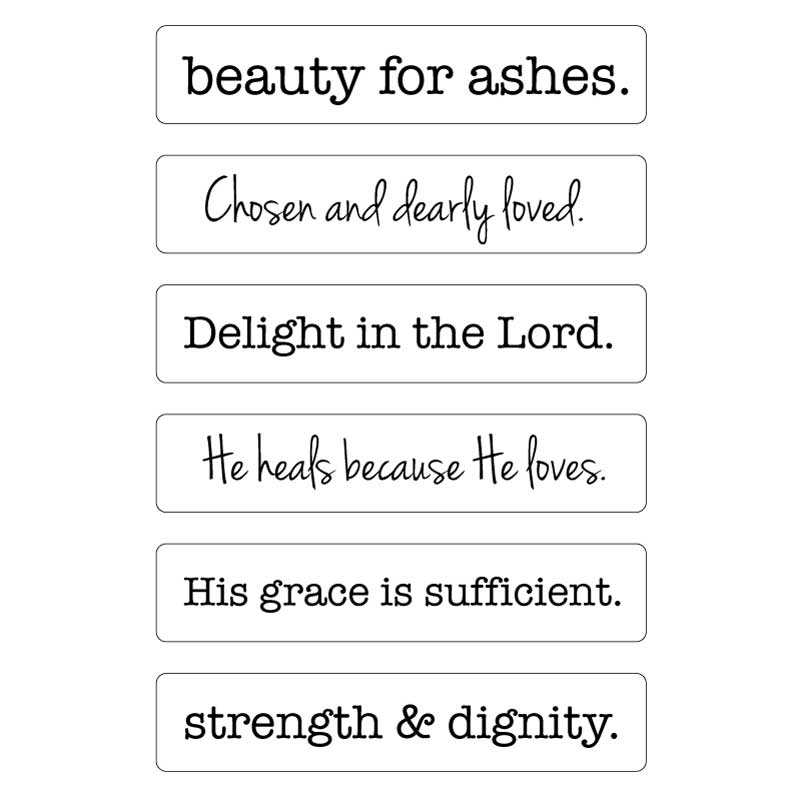 Beauty for Ashes, He Heals Because He Loves – Rectangle Scripture Pendant Necklaces, Gold, Silver