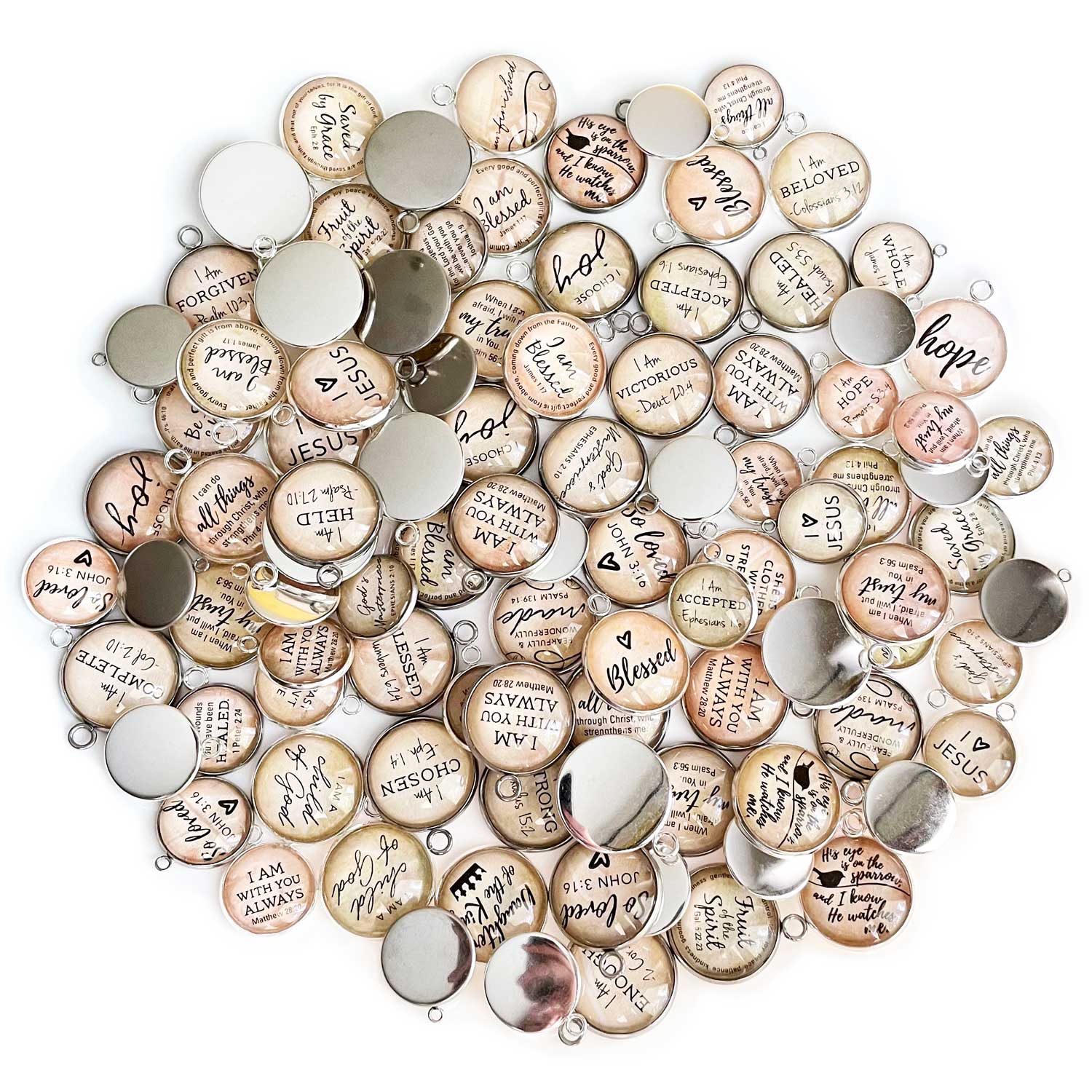 Bulk Assorted Christian and Assorted Silver Scripture Charms for Jewelry Making – Designer Bible Bracelet Charms