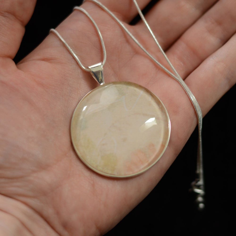 Large Silver-Plated Heirloom Glass Charm Necklace