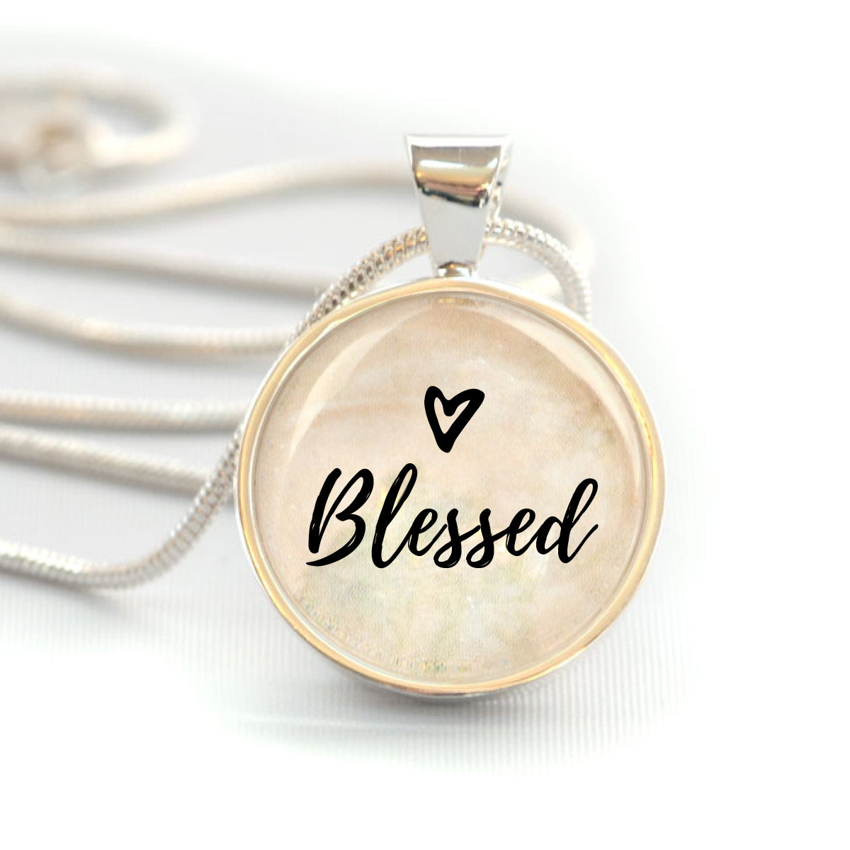"Blessed" Christian Charm Necklace (Medium)