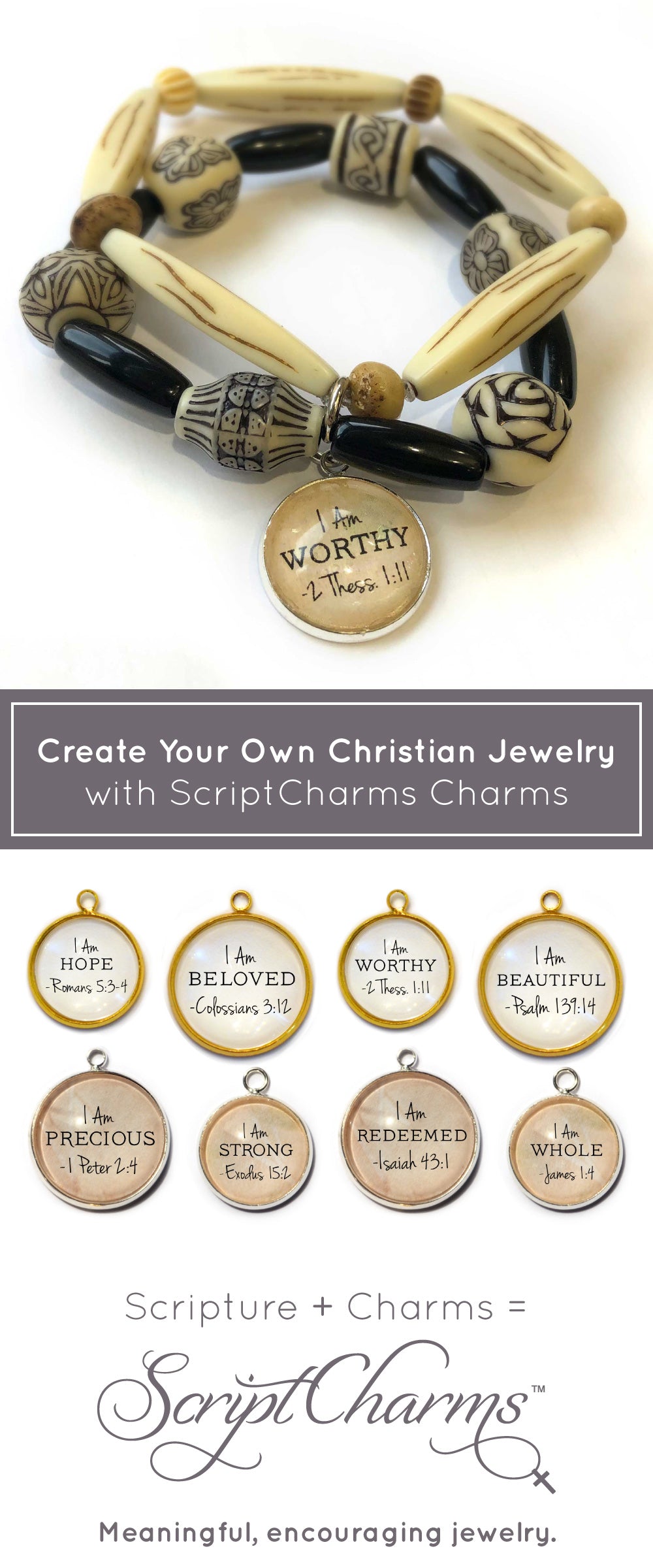 I AM – Glass Charms for Jewelry Making