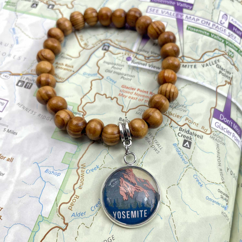 Yosemite beaded bracelet, U.S. National Parks jewelry making charms, 20mm, Silver Bulk Designer Jewelry Charms