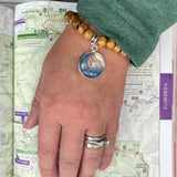 Yosemite U.S. National Parks Wood Bead Stretch Bracelet with Glass Charm – Choose from 63 Parks!