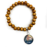 Yosemite National Park Wood Bead Stretch Bracelet with Glass Charm – Choose from 63 Parks!