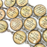 Ask, Seek, Knock Scripture Bracelet – Matthew 7:7 Glass Charm Stainless Steel Bible Verse Bracelet