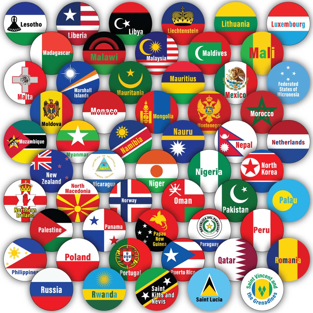 Libya, Liechtenstein, Lithuania, Luxembourg, Madagascar, Malawi, Malaysia, Maldives, Mali, Malta, Marshall Islands, Mauritania, Mauritius, Mexico, Federated States of Micronesia, Moldova, Monaco, Mongolia, Montenegro, Morocco, Mozambique, Myanmar (Burma), Namibia, Nauru, Nepal, Netherlands, New Zealand, Nicaragua, Niger, Nigeria, North Korea, North Macedonia, Norway, Oman, Pakistan, Palau, Palestine, Panama, Papua, New Guinea, Paraguay, Peru, Philippines, Poland, Portugal, Puerto Rico, Qatar, Romania, Russi