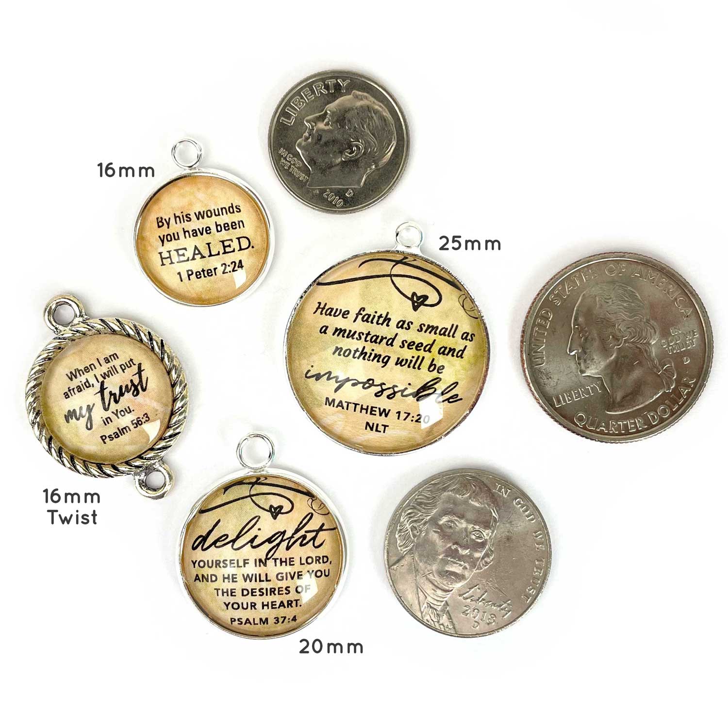 Bulk Christian Jewelry Charms sizing