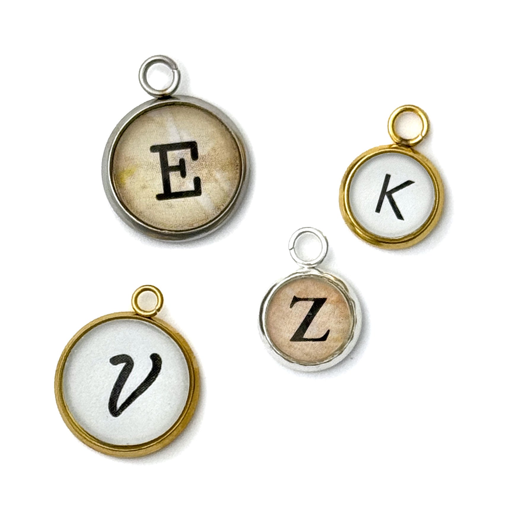 Personalized Initial Tiny Glass Charm, 8mm or 12mm