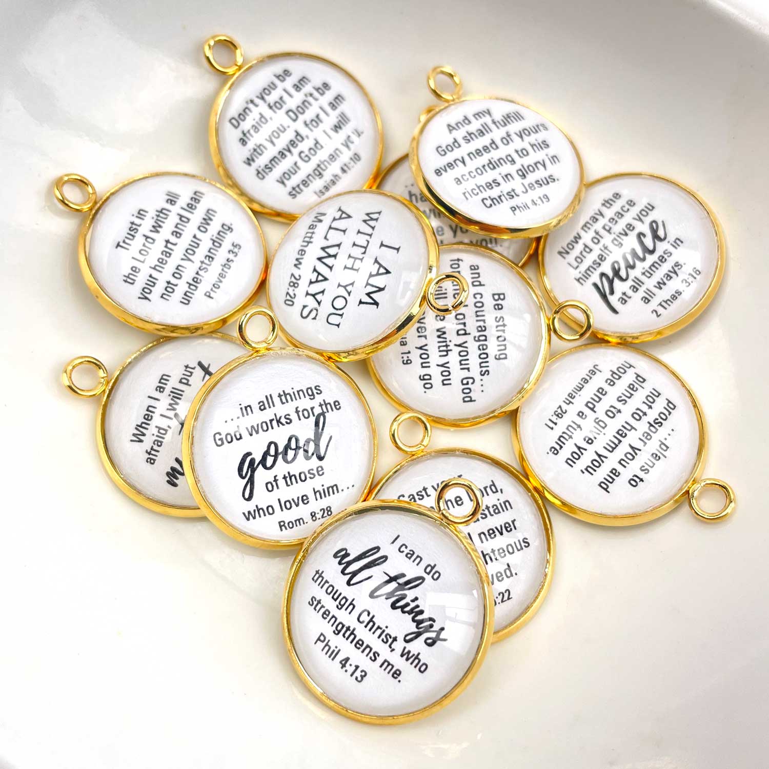 Encouragement Scriptures Set of Encouraging Jewelry Making Charms
