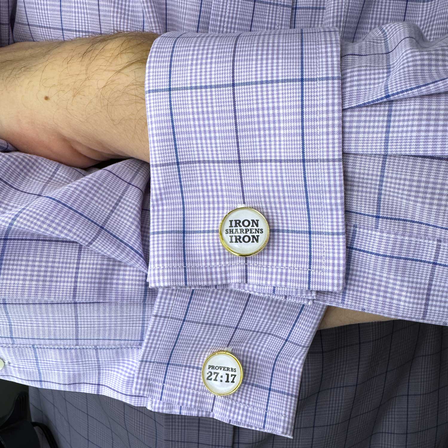 Iron Sharpens Iron –Proverbs 27:17 Gold Cufflinks