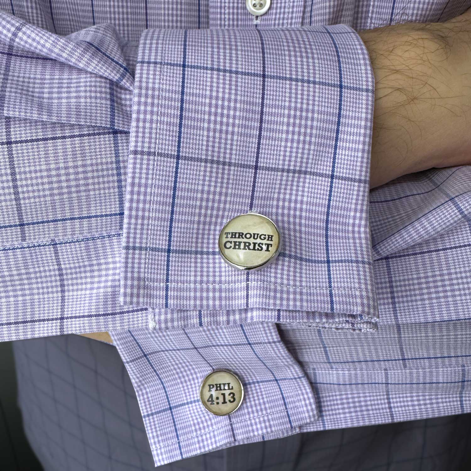 Through Christ – Philippians 4:13 Silver cufflinks