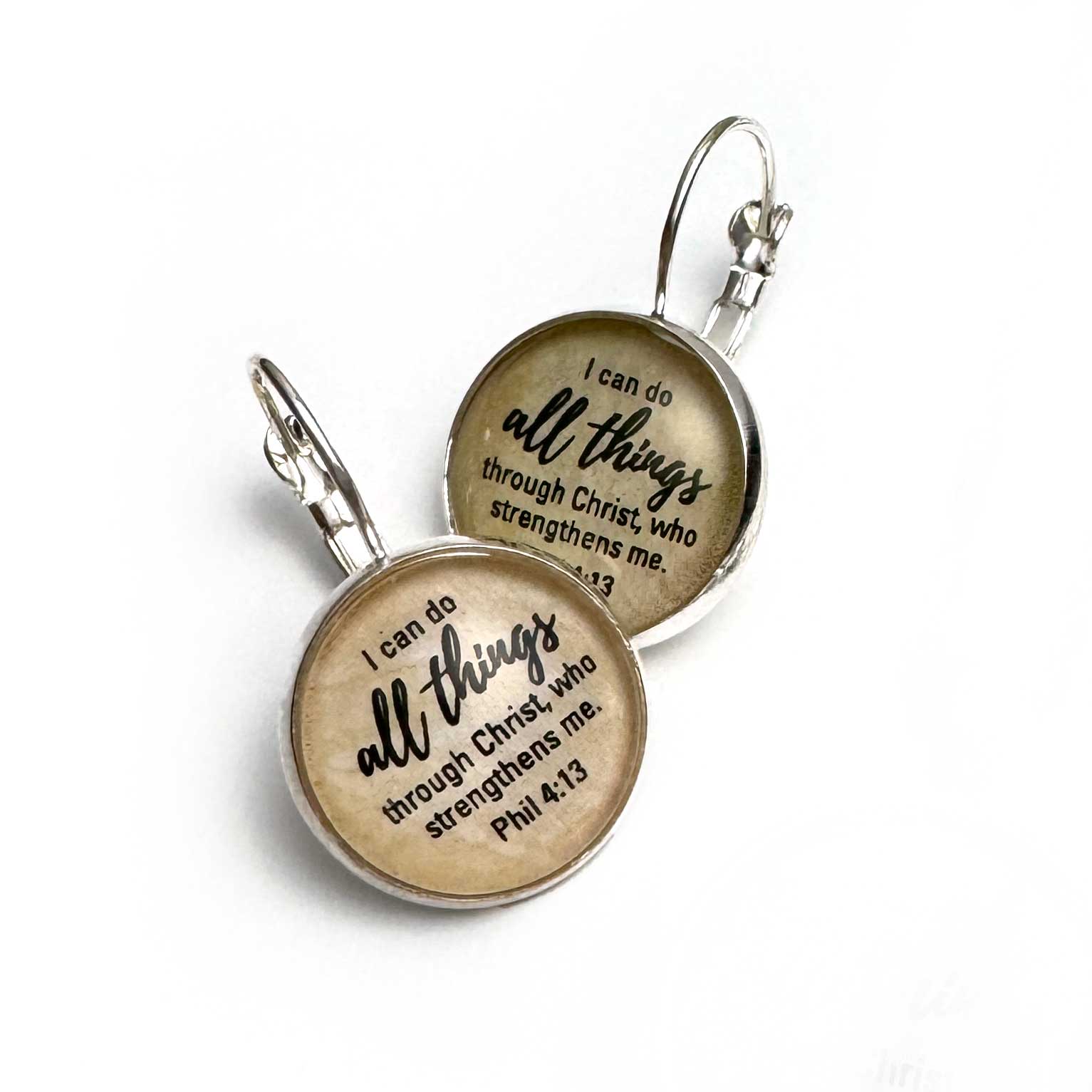 Philippians 4:13 leverback earrings