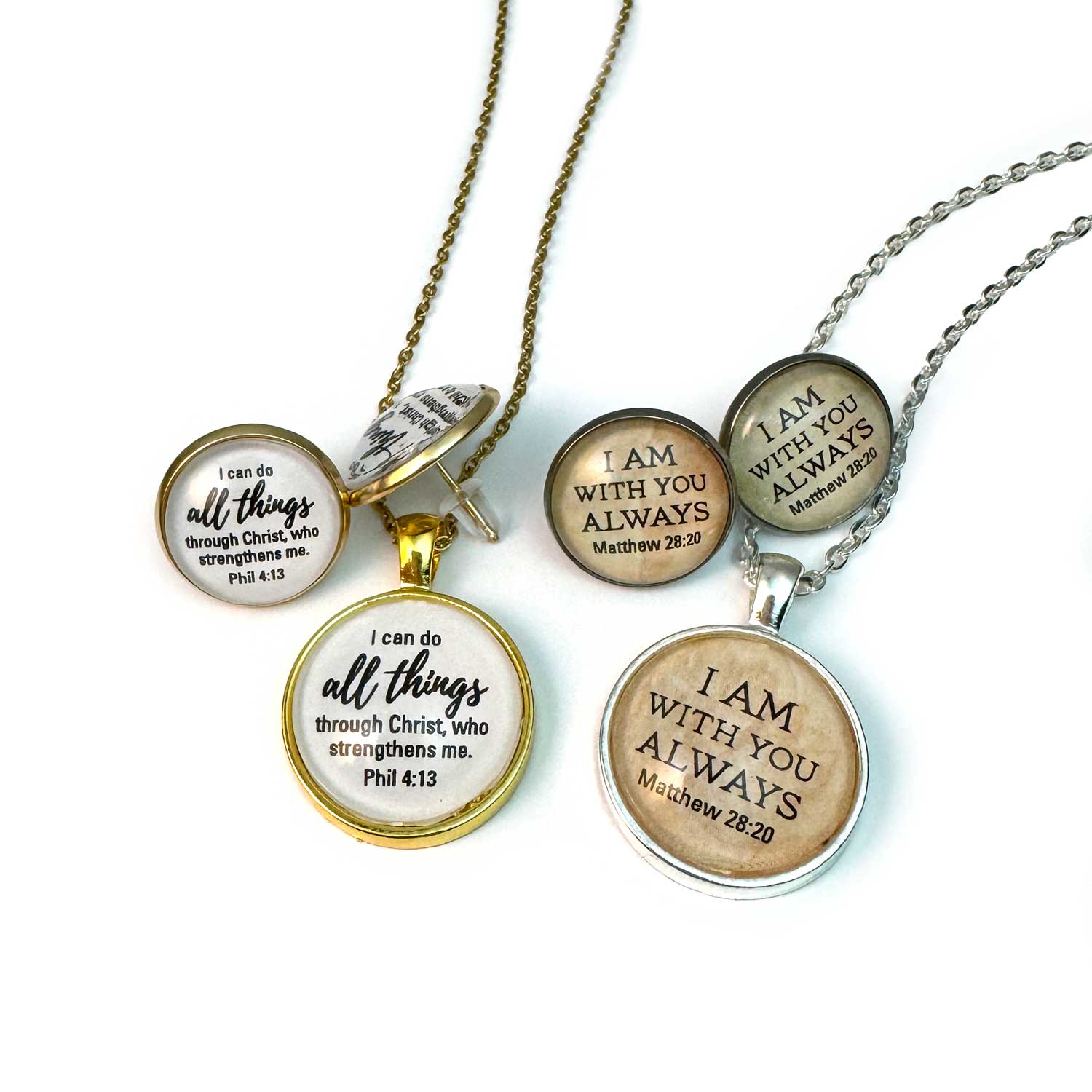 Scriptures Necklace and Stud Earrings Set – Pick Your Scripture