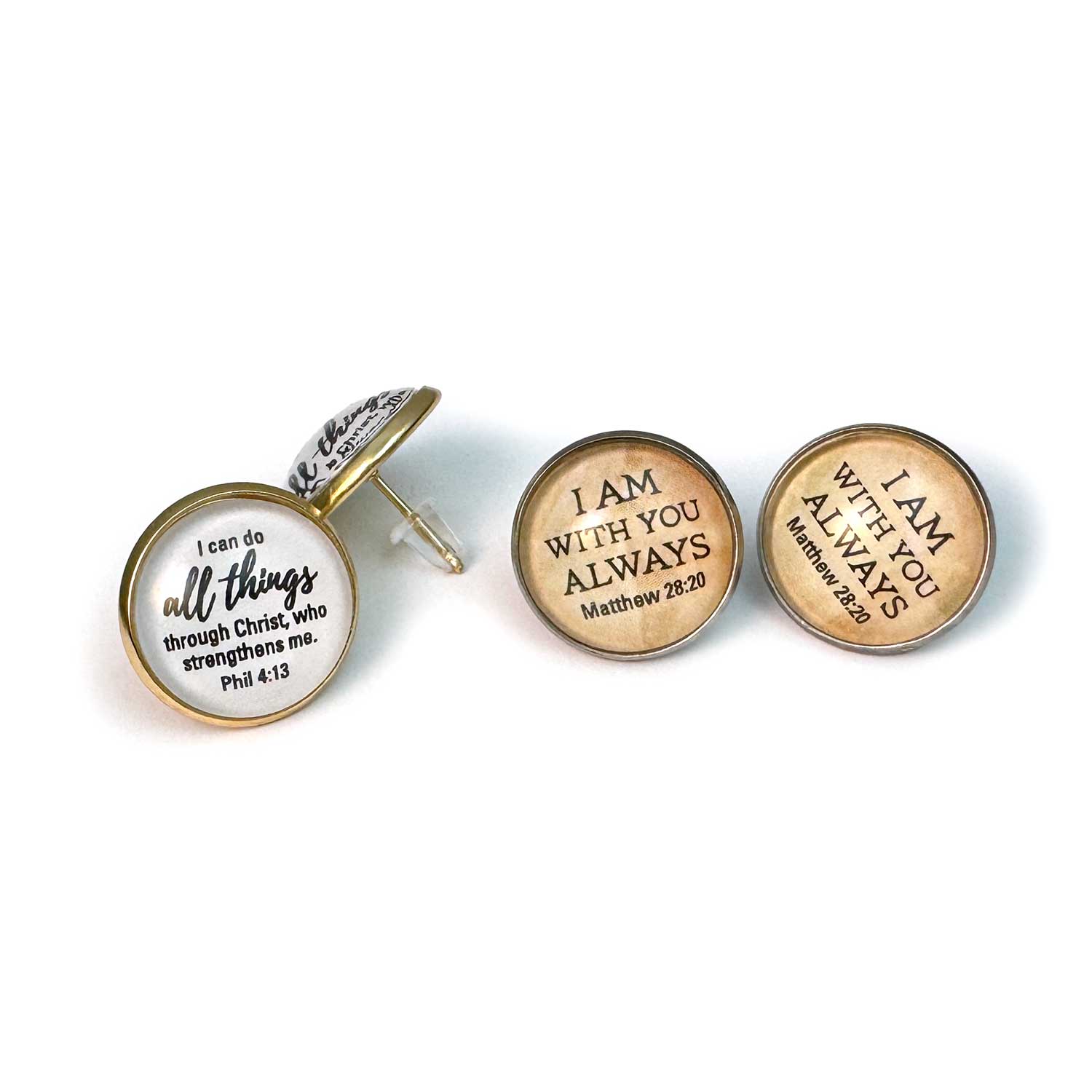 Faith & Scriptures Stud Earrings – 12 Designs!