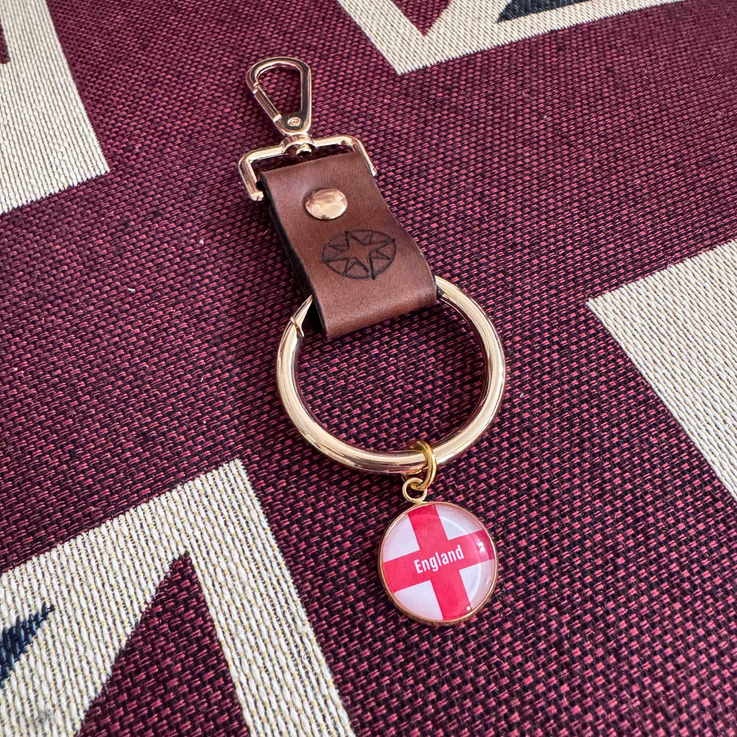 World Traveler Leather Keyring • Holds 25 Charms • Compass or Cross Travel Keychain • Wanderlust Gift & Vacation Memento for Men & Women