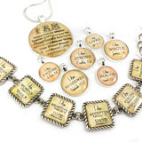 "I AM" Strong, Unique, Beautiful, Loved, Enough – Christian Affirmations Scripture Pendant Necklaces (3 Sizes)