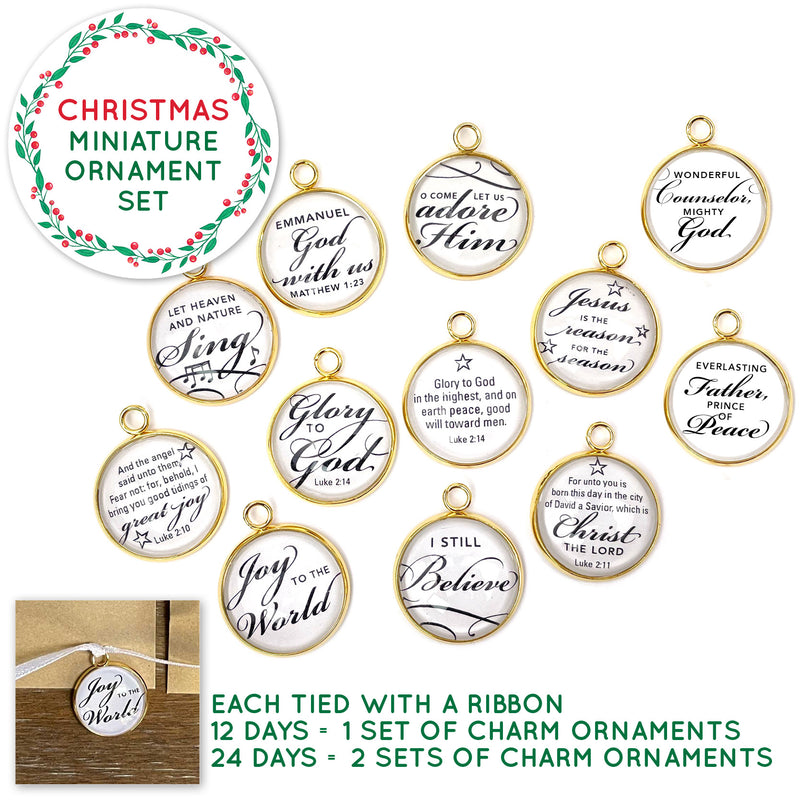 Christmas Ornament Advent Calendar - Miniature Glass Scripture Ornament to Open Each Day - Christian 12 Days of Christmas, 24 Days of Advent