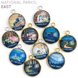 U.S. National Parks Colorful Glass Charms for Jewelry Making: East Parks – Set of 10: Acadia, Cuyahoga Valley, Everglades, Mammoth Cave, Shenandoah, New River Gorge, Dry Tortugas, Biscayne, Great Smoky, Congaree