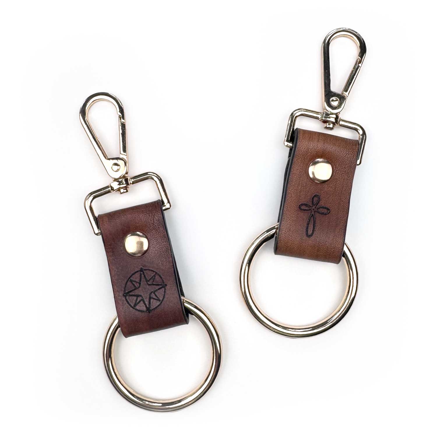 World Traveler Leather Keyring • Holds 25 Charms • Compass or Cross Travel Keychain • Wanderlust Gift & Vacation Memento for Men & Women