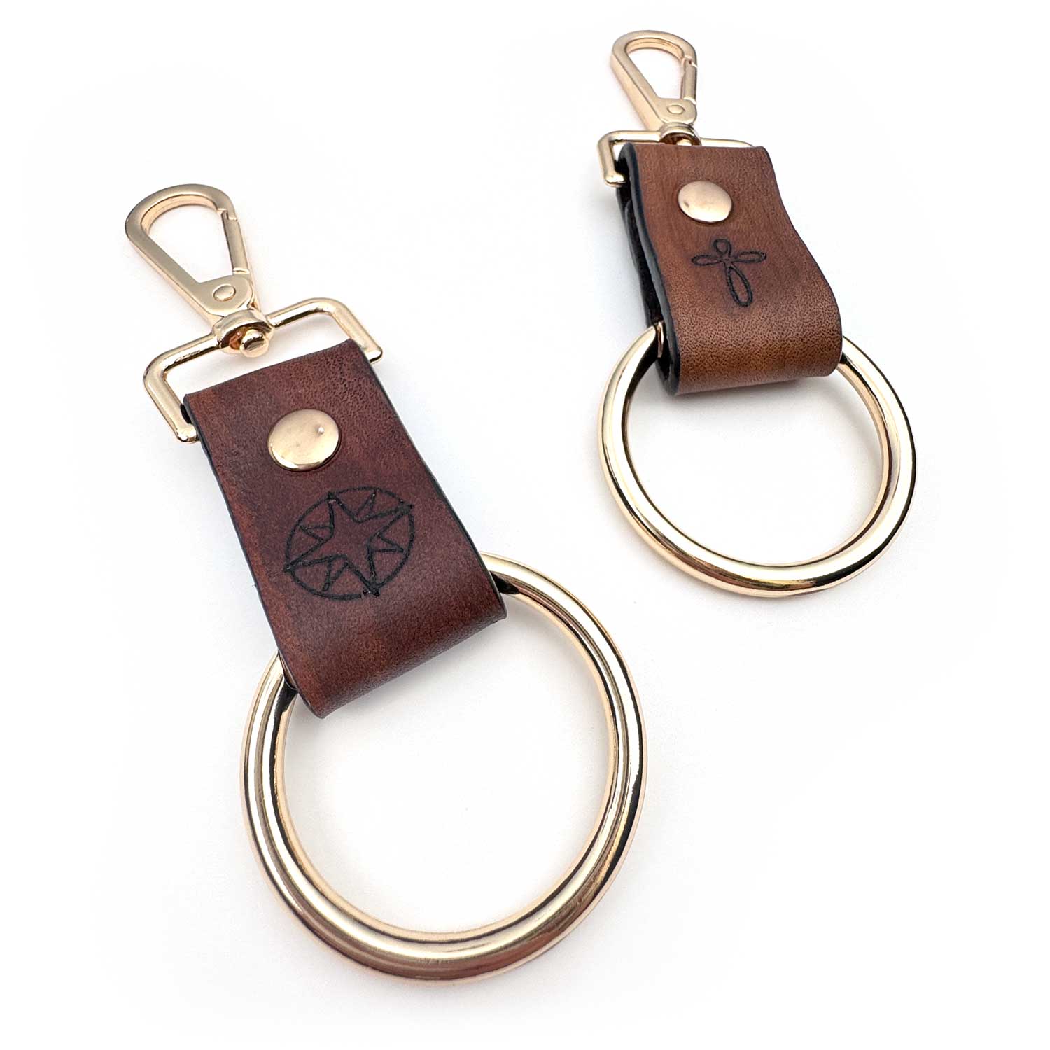 World Traveler Leather Keyring • Holds 25 Charms • Compass or Cross Travel Keychain • Wanderlust Gift & Vacation Memento for Men & Women