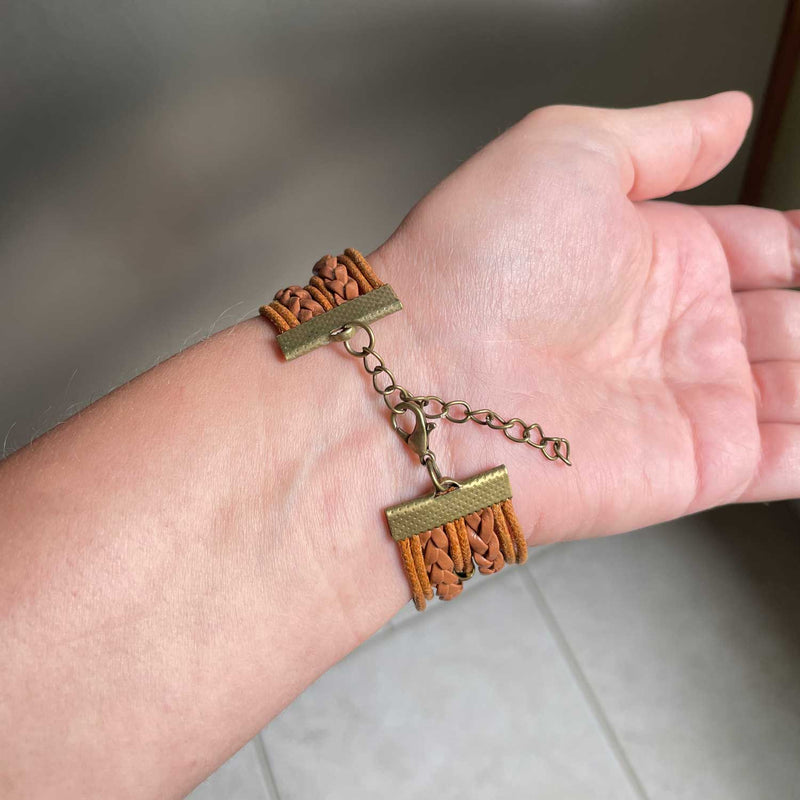 Multi-Strand Leather Scripture Bracelet Clasp