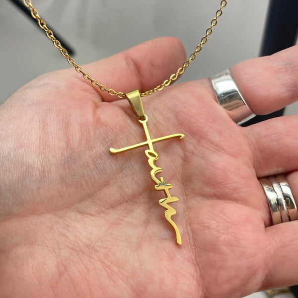 Faith Cross Necklace - Golden Stainless Steel Pendant Necklace
