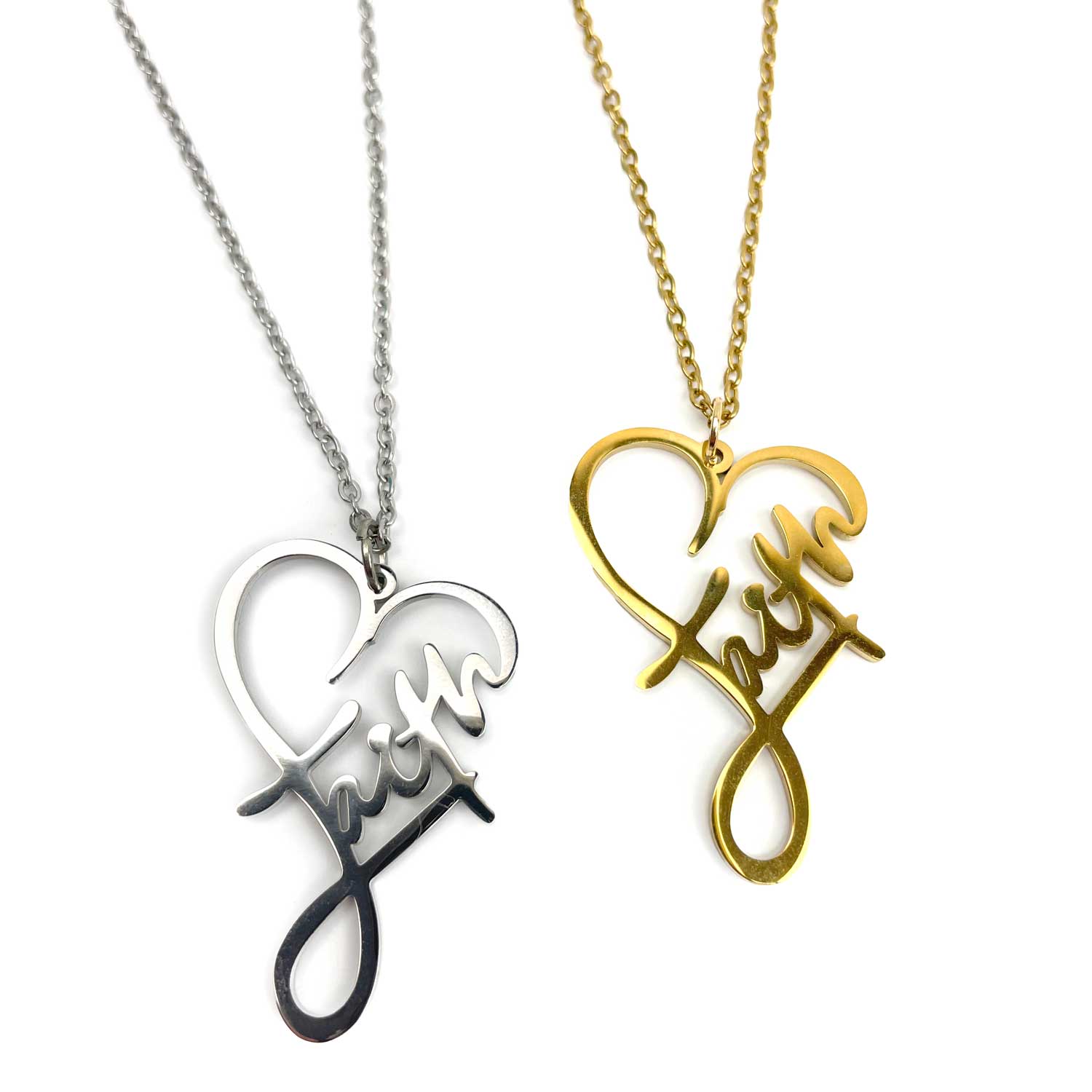 Faith Heart Necklace - 18K Gold-Plated and Stainless Steel Pendant Necklaces