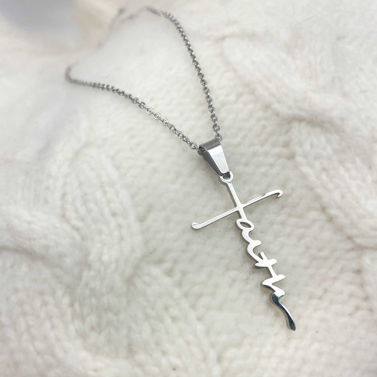 Faith Cross Necklace - Stainless Steel Pendant Necklace