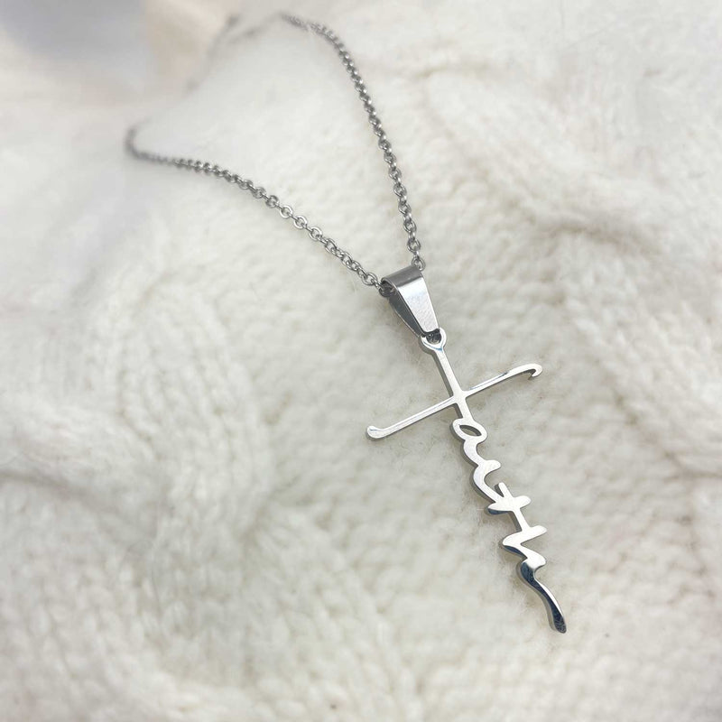 Faith Cross Necklace - Stainless Steel Pendant Necklace