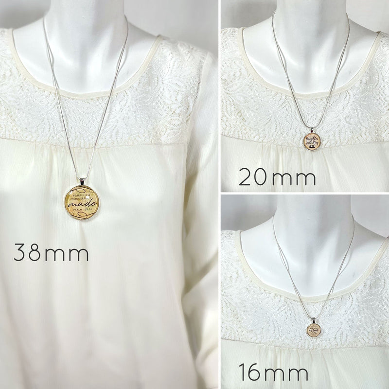 ScriptCharms Pendant Necklace sizes