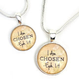 I AM Chosen, Ephesians 1:4 – Christian Affirmations Scripture Pendant Necklace (2 Sizes) – Jewelry Set