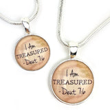 I AM Treasured, Deuteronomy 7:6 – Christian Affirmations Scripture Pendant Necklace (2 Sizes) – Jewelry Set