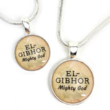 El Gibhor, Mighty God – Names of God Hebrew Scripture Pendant Necklace (2 Sizes) – Jewelry Set