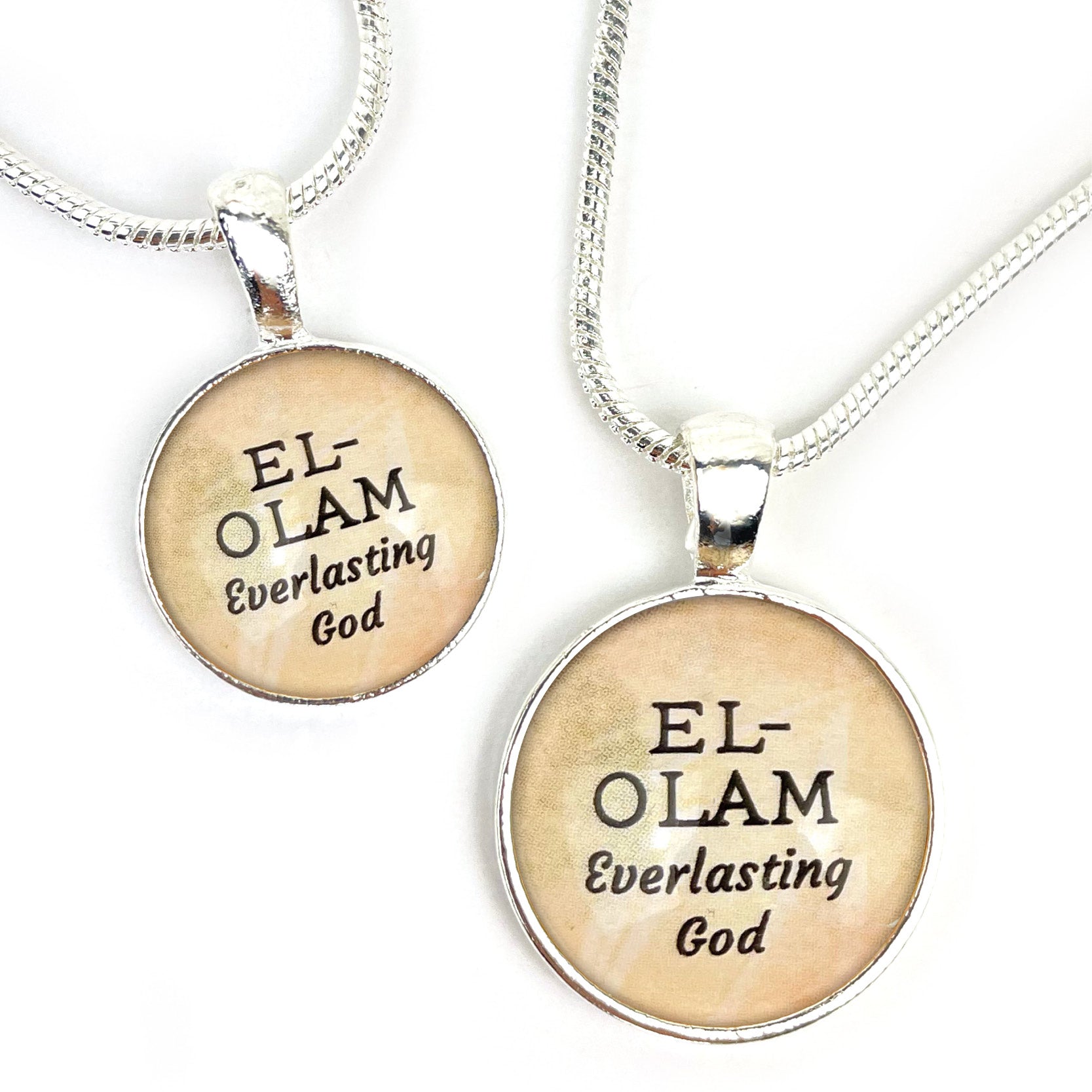 El-Olam, Everlasting God – Names of God Hebrew Scripture Pendant Necklace (2 Sizes) – Jewelry Set