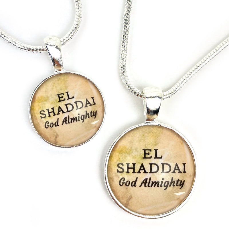 El Shaddai, God Almighty – Names of God Hebrew Scripture Pendant Necklace (2 Sizes) – Jewelry Set