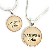 Yahweh, I AM – Names of God Hebrew Scripture Pendant Necklace (2 Sizes) – Jewelry Set