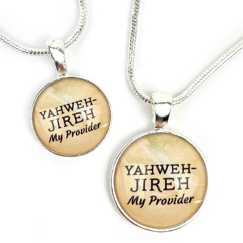 Yahweh-Jireh, My Provider – Names of God Hebrew Scripture Pendant Necklace (2 Sizes) – Jewelry Set