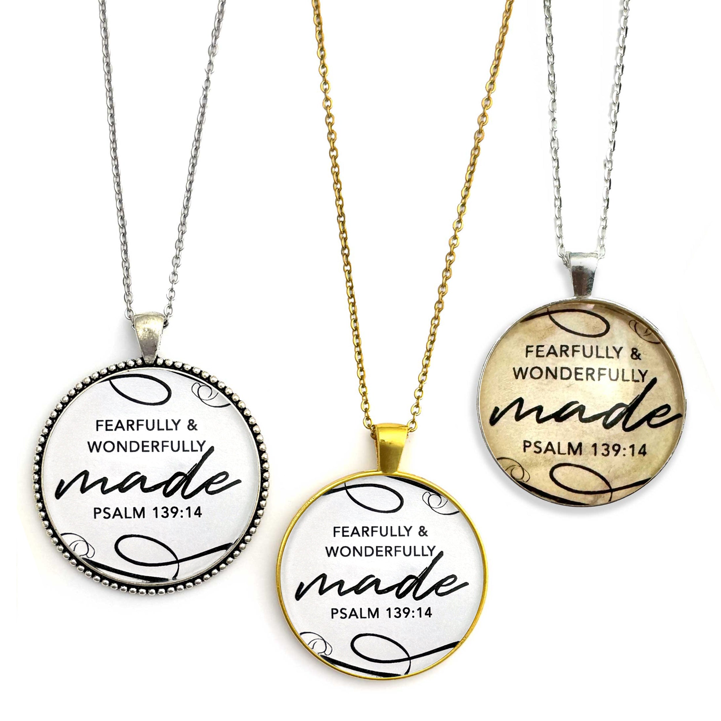 Fearfully & Wonderfully Made – Psalm 139:14 Scripture Pendant Necklaces