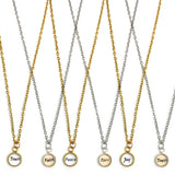 Faith, Joy, Hope, Love, Peace, Trust – Tiny Glass Charm Necklace, Gold, Stainless Steel
