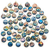 U.S. National Parks Colorful Glass Charms for Jewelry Making – Glacier, Yosemite, Acadia, Zion, Yellowstone – 20mm, Silver, Gold – 63 Bulk Designer Jewelry Charms
