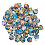 U.S. National Parks Colorful Glass Charms for Jewelry Making – Glacier, Yosemite, Acadia, Zion, Yellowstone – 20mm, Silver, Gold – 63 Bulk Designer Jewelry Charms