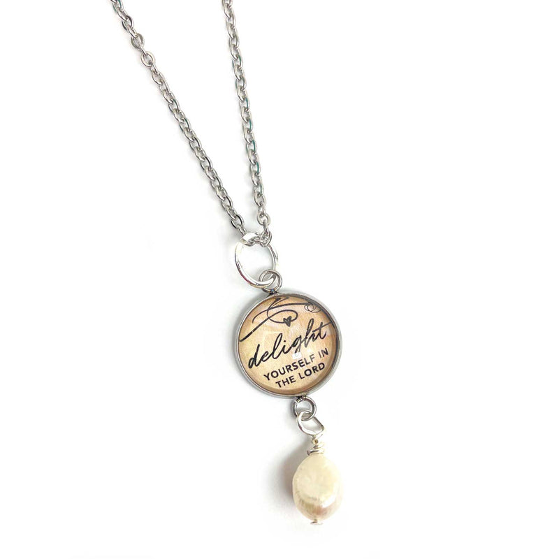 "Delight Yourself in the Lord" Pearl Jewelry Necklace