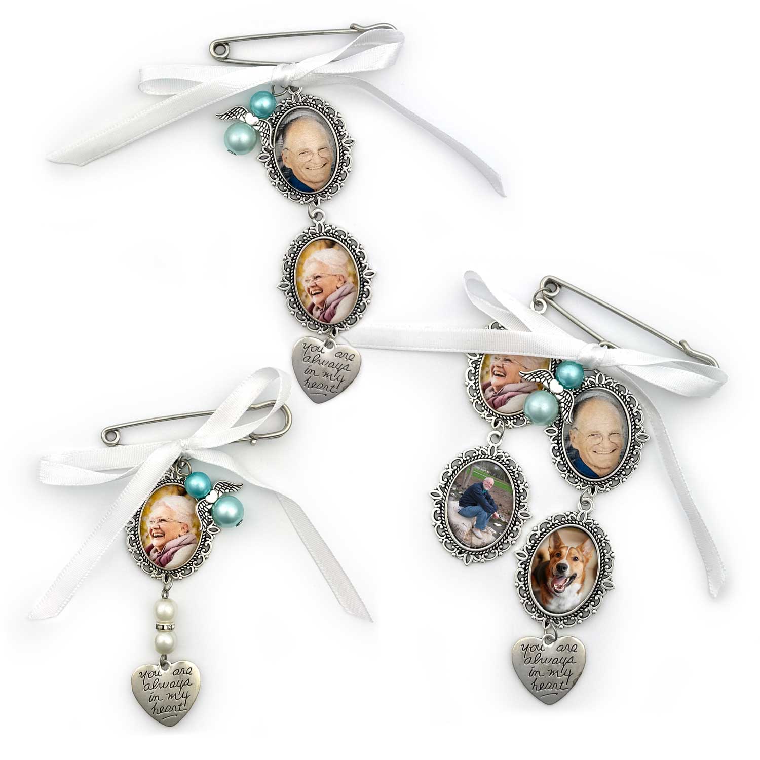Custom Designed Wedding Bridal Bouquet Memorial Photo Charms