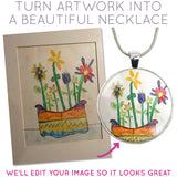 Photo Pendant Necklace - Meaningful Personalized Custom Designed Full-Color Photo Pendant - Drawings, Children's Artwork