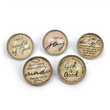 "Fearfully & Wonderfully Made" Set of Glass Pinback Buttons, Lapel Pins